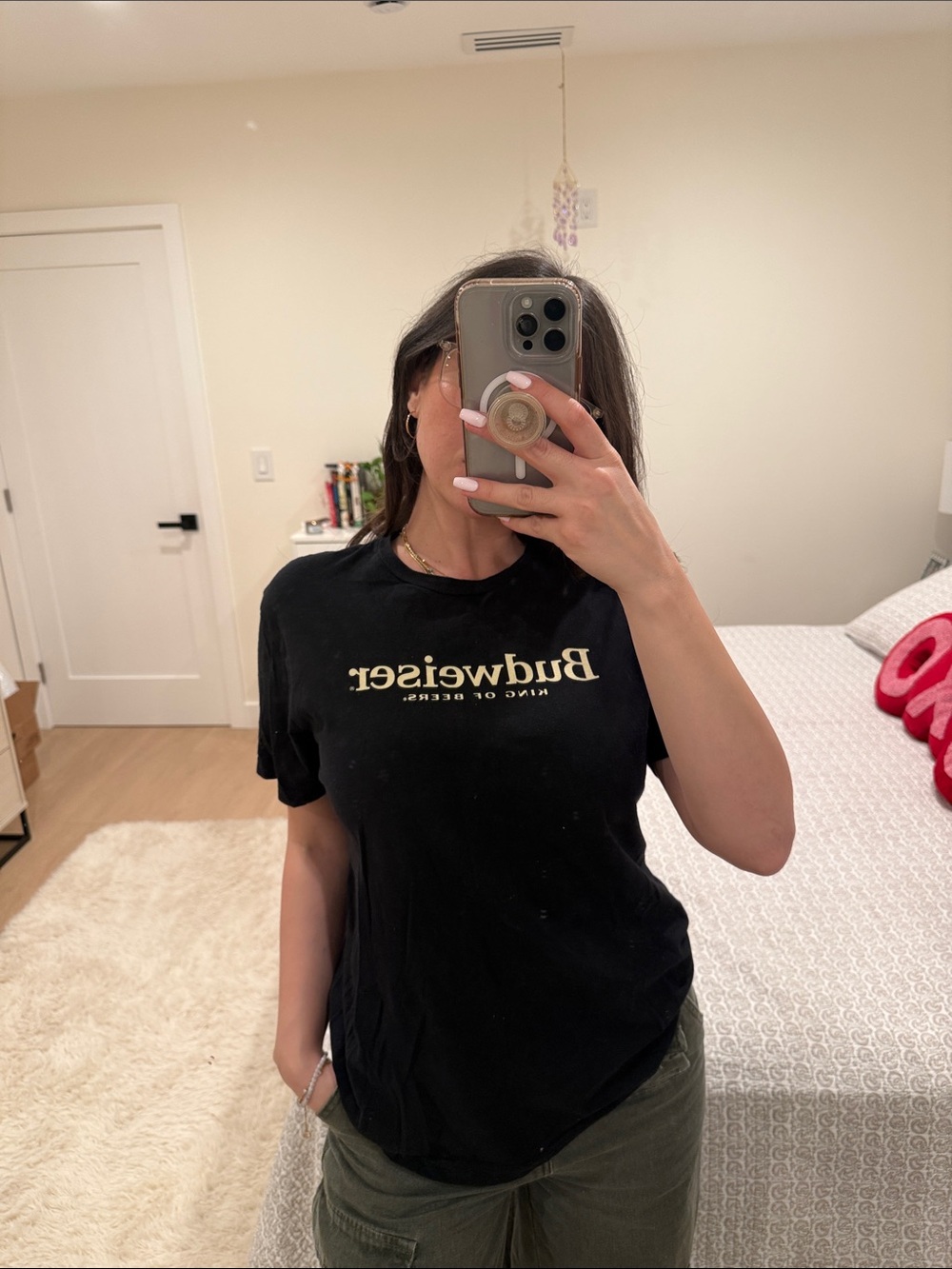 Budweiser Black Tee with Cream Logo